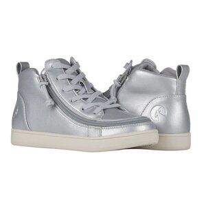 NEW Billy Footwear Women Sneaker Mid Top Zip Up Silver Adaptive Size 9 W BY169